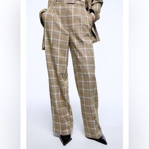 Zara Masculine Green Plaid Pants